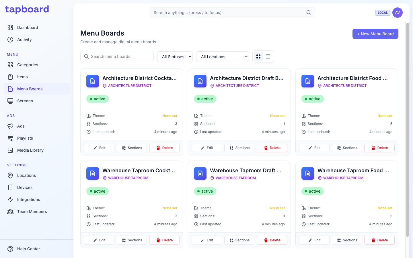 Customizable Menu Boards